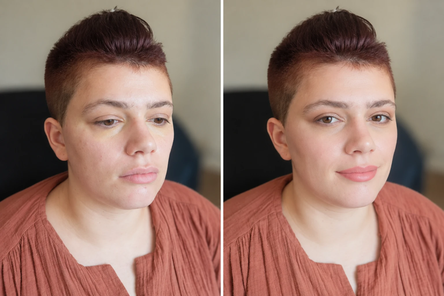Maquillage lumineux de la sœur d’Amélia pour un mariage à Ligné en août 2025